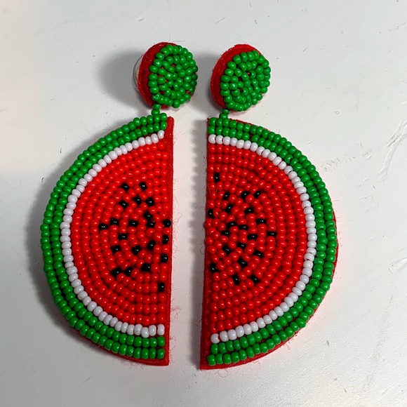 🔥 RESTOCKED! 🔥 Watermelon Earrings Fruit Seed Bead Dangle - Picture 4 of 7